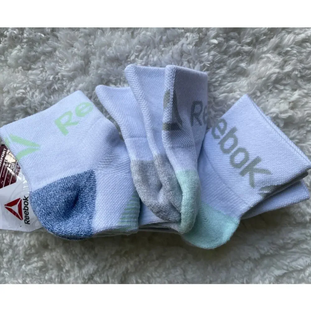 Reebok Target Cushion White Ankle Socks 6 Pairs Shoe Size 4-9 Comfort NEW Womens